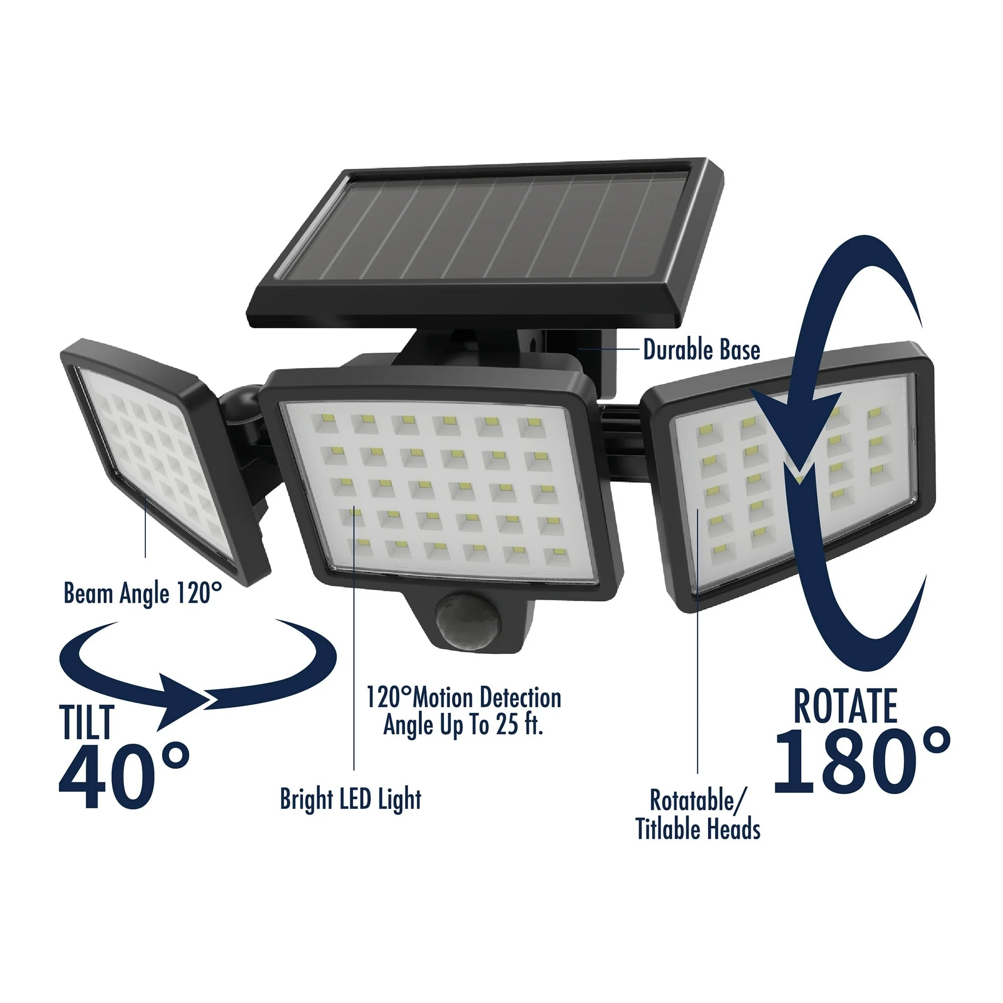 Pinegreen Lighting 1500 Lumen 3-Head Solar Security Motion Light
