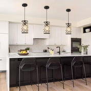 Deyidn Modern Metal 1-Light Black Pendant Light – Crystal Cylinder Chandelier