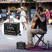 Vesici Metal Tips Jar – 6" x 4" x 5" Donation & Cash Collection Box, Black Metal Container for Bars