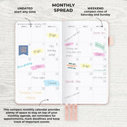 Clever Fox Pocket Planner Weekly – Undated Mini Goal & Productivity Calendar, Purse Size 3.7" x 6.7", Rose Gold