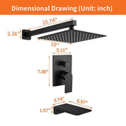 Nestfair Single-Handle 1-Spray Tub and Shower Faucet in Matte Black – Valve Included, Square Rain Shower Head