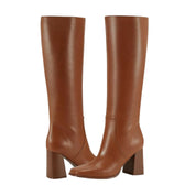 Marc Fisher Women's Dacea Tapered Block Heel Dress Boots Dark Natural Leather Size - 7 M