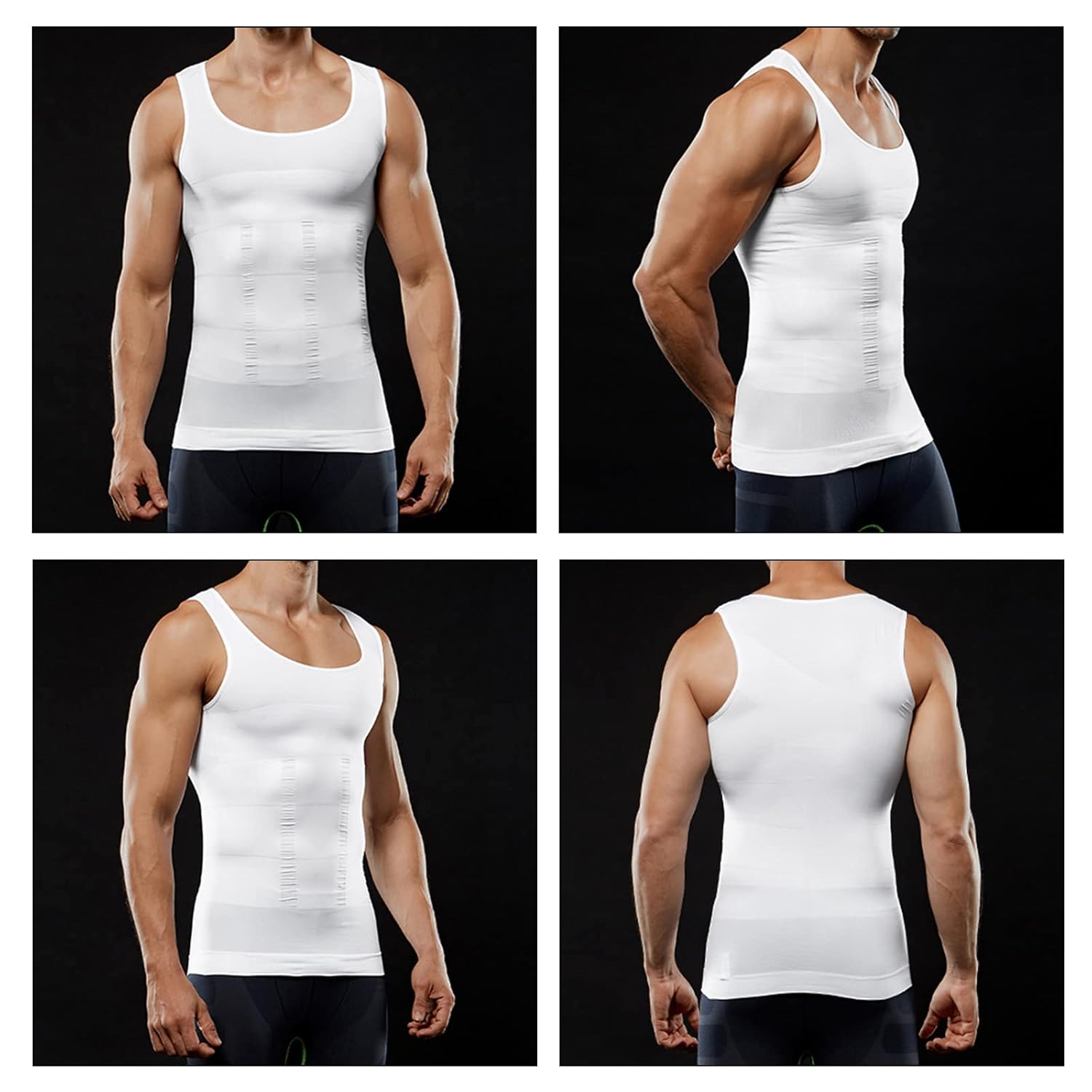 Men's 4-Pack Body Slimming Shapewear Tummy Control Thermal Compression Tank - XL