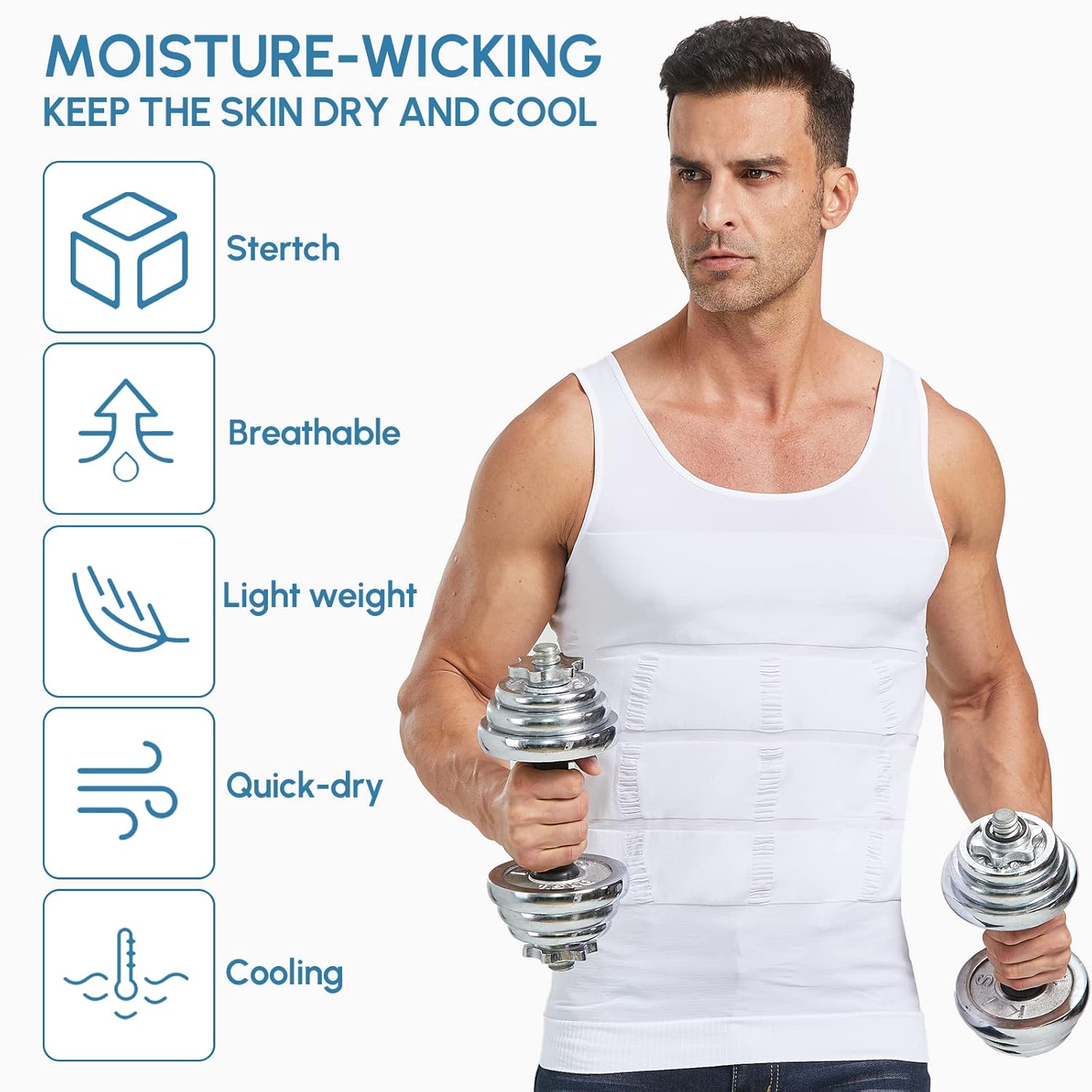 Men's 4-Pack Body Slimming Shapewear Tummy Control Thermal Compression Tank - XL