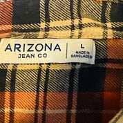 Arizona Juniors Cropped Long Sleeve Flannel Top with Pockets – Orange, Size Large