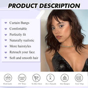 Aisaide Dark Green Wavy Bob Wig with Curtain Bangs – Short Synthetic Curly Wig for Women, Shoulder Length