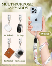 3-in-1 Phone Lanyard Strap Crossbody – 2 Pack for iPhone & Cell Phones – Adjustable Neck Strap with Tab & Key Ring (Black + “Be Kind” Design)