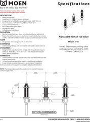 Moen 4792 Brass Two-Handle 3-Hole Roman Tub Valve with Adjustable 1/2-Inch CC Connection