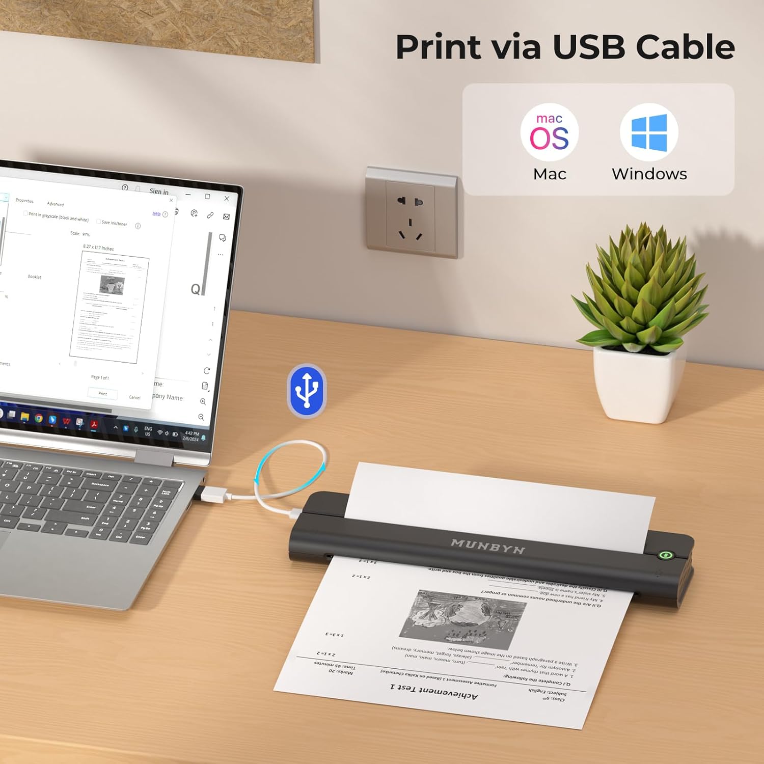 ITP02L Portable Wireless Printer – Bluetooth Travel Printer, Supports 8.5"x11" & A4 Thermal Paper, Compatible with Android & iOS, Black