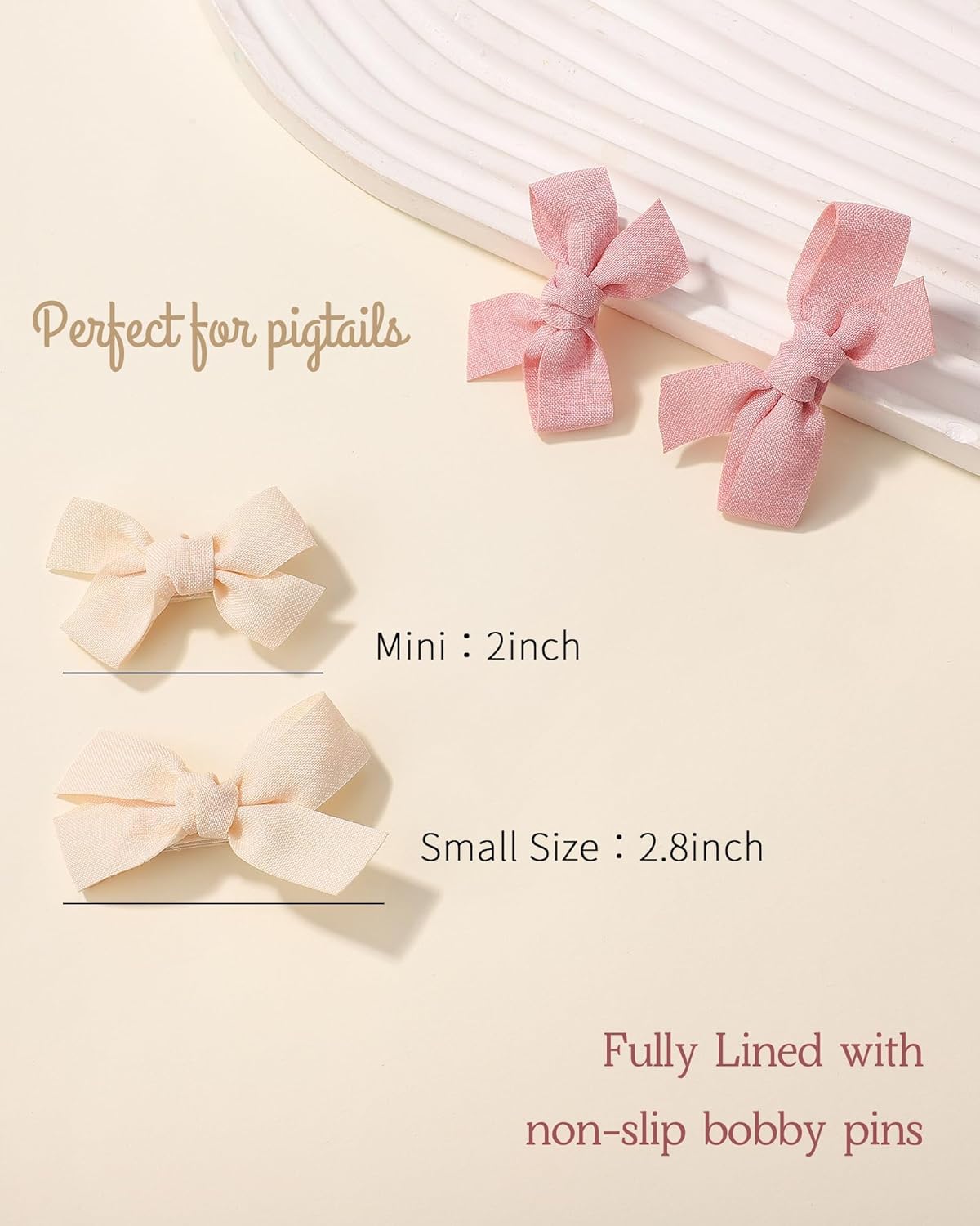 24PCS 2" Baby Hair Bows Clips – Fully Lined Solid Ribbon Mini Clip Bows for Baby Girls, Toddlers, Kids, Teens – Multicolor