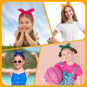 Giegxin 12-Pack Colorful Cloth Headbands for Girls – Removable Rabbit Ear Bow Hairbands, 12 Colors