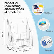 MaxGear 2-Tier Acrylic Brochure Holder 6x9 Inch – Clear Literature Display Stand for Pamphlets, Booklets, Flyers – Wall Mount or Countertop Use – 4 Pack