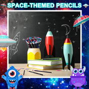 Geyee 36 Pcs Space & Hawaiian Shark Theme Pencils – Fun Novelty Party Favors with Erasers – Wood Writing Pencils for Birthday Parties & Classroom Rewards