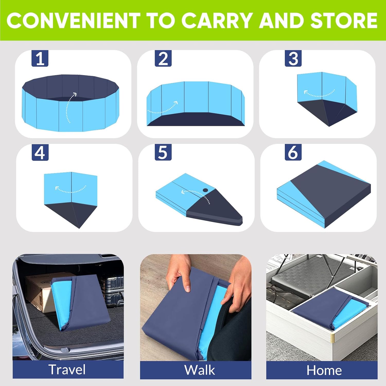 PUPTILY Foldable Dog Pool – 32" x 8" Collapsible Pet Swimming Tub with Drain