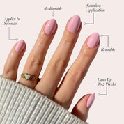 Glamnetic Press on Nails – Think Pink | Solid Opaque Light Pastel Pink Short Oval Nails, Reusable | 15 Sizes – 30 Nail Kit