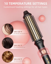Avvnee Thermal Brush Curling Iron – 1.26" Heated Round Brush for Long Hair – 10 Temp Settings, 30s Fast Heat, Anti-Scald Design