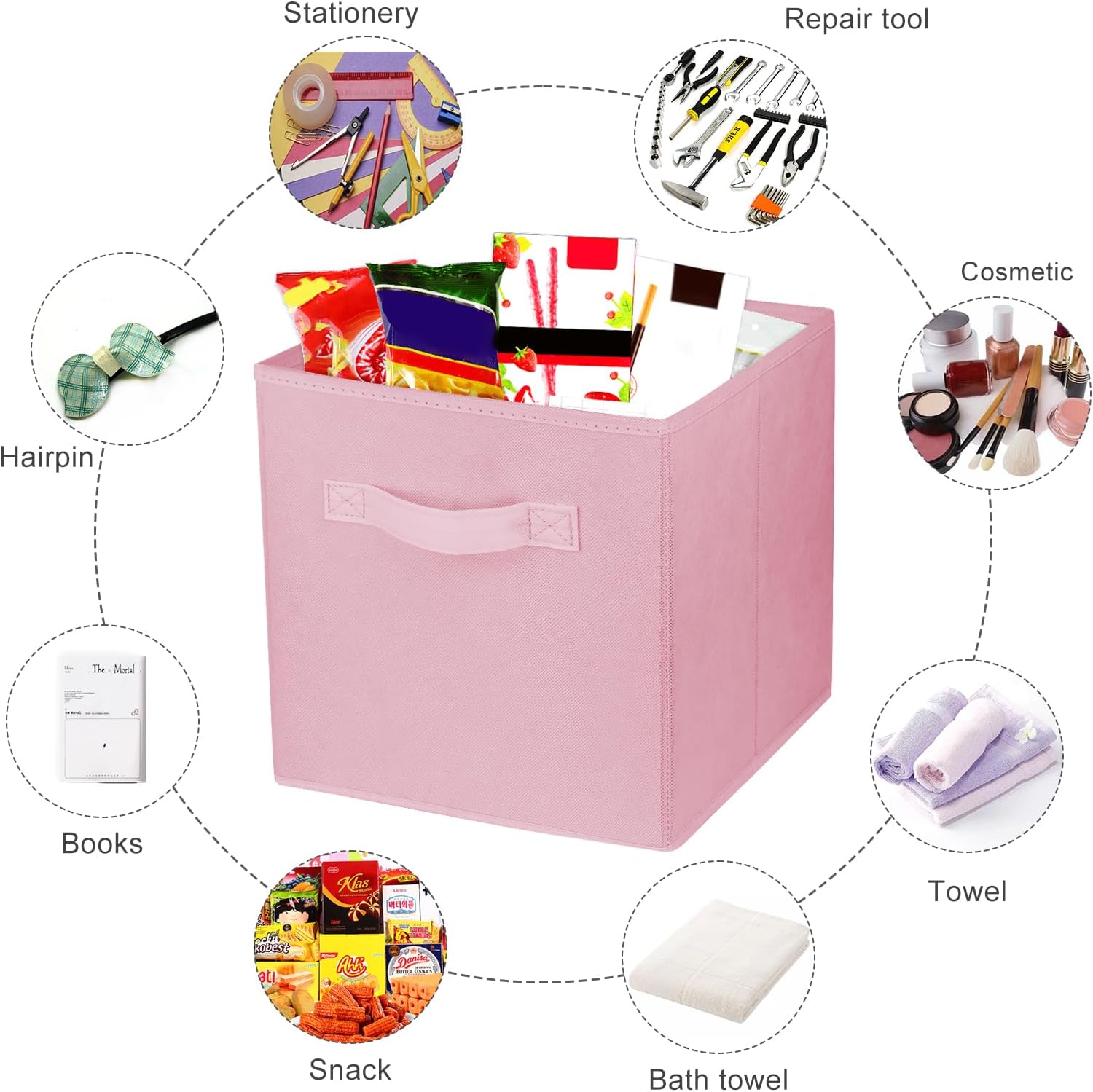 Zuihug 2-Piece 10.5" Collapsible Storage Cubes – Foldable Fabric Bins for Closet, Shelves, and Office Organization – Pink