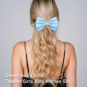 Zolyco 4.5" Hair Bows for Women & Girls – Thick Ribbon Boutique Alligator Clips, Double Bow Design Hair Accessories – 2 Pcs (Light Blue)
