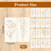 Jeffdad Flower Stencils for Painting on Wood – Reusable Craft Templates for Wall, Furniture, and DIY Projects (18 Pieces)
