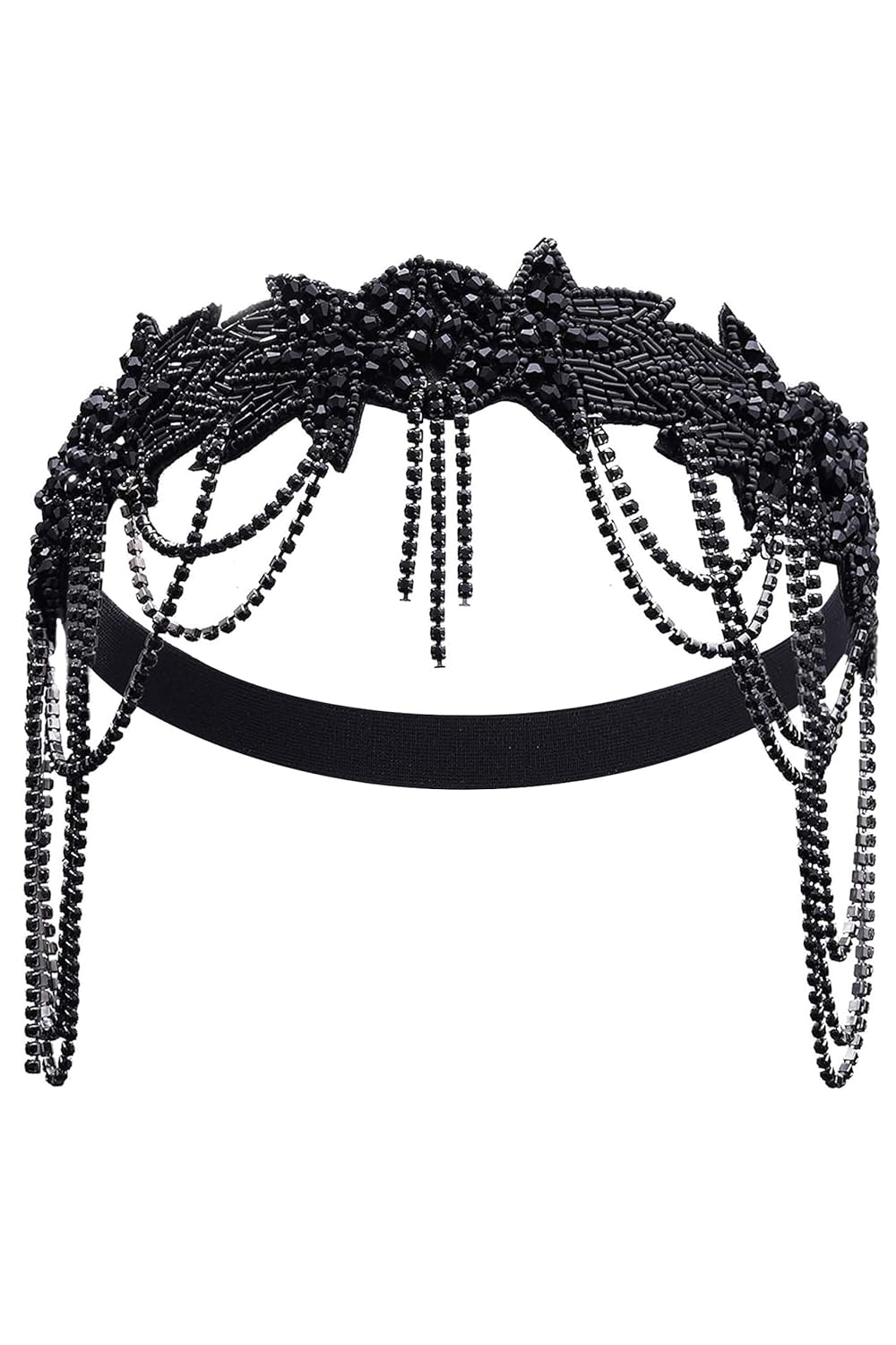 BABEYOND 1920s Flapper Headpiece – Roaring 20s Great Gatsby Headband, Vintage Hair Accessory for Women, Black