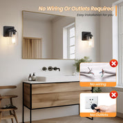 Rechargeable Wall Lights Set of 2 – Dimmable Battery-Operated Wall Sconce with 15000mAh Endurance, Wireless and Fast Charging, for Bedroom, Living Room, Hallway