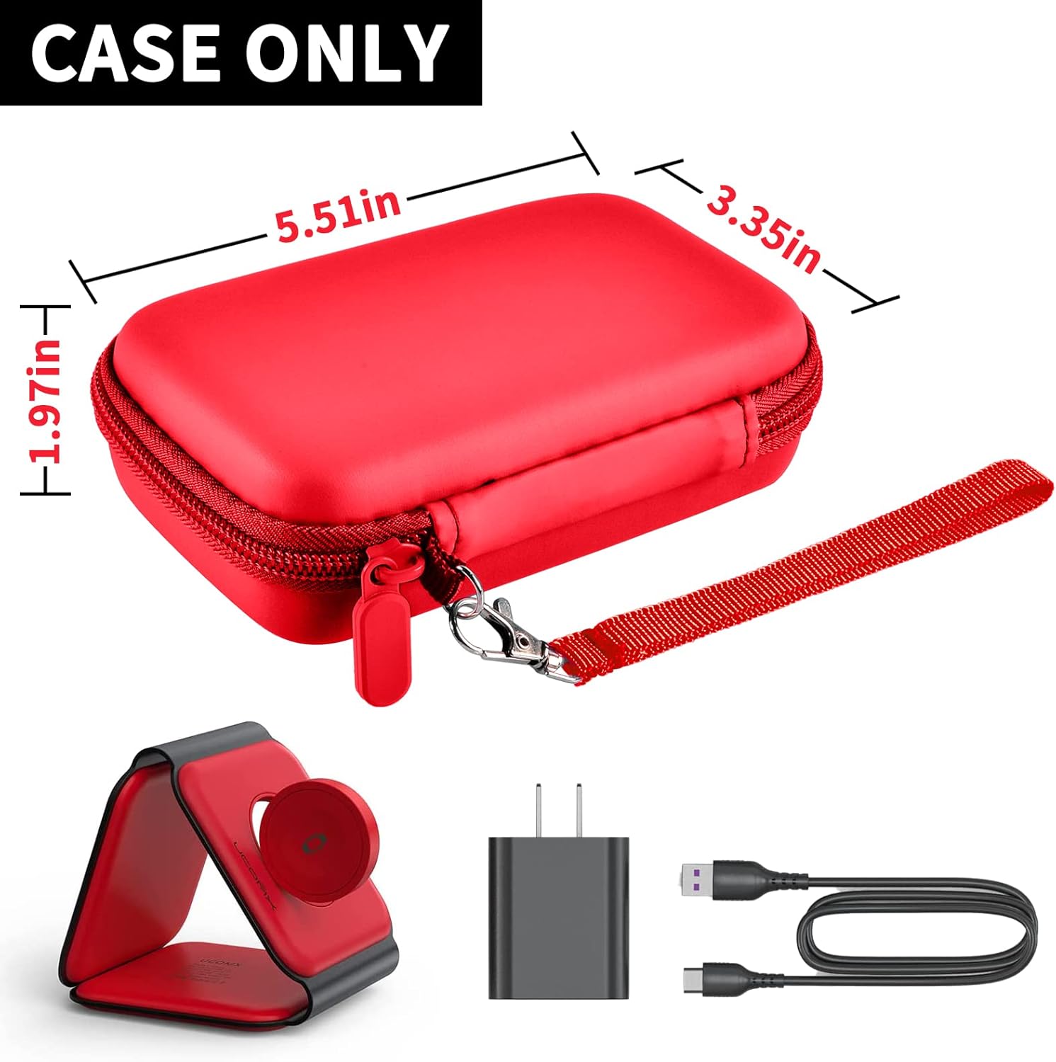 ANKHOH Travel Case for UCOMX, Iseyyox, LISEN, RTOPS 3-in-1 Wireless Charger – Foldable Magnetic Storage Bag, Red