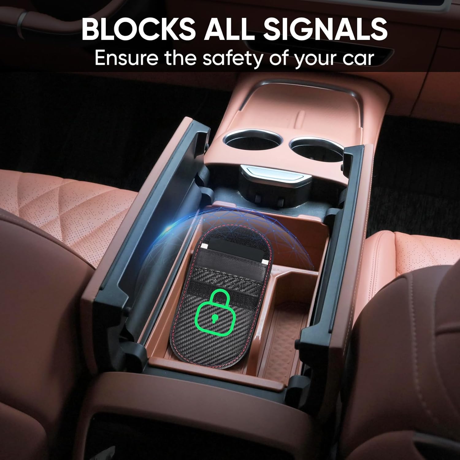 TICONN Faraday Bag for Key Fob (2-Pack) – RFID Signal Blocking Anti-Theft Pouch – Carbon Fiber Pattern – PU Leather Key Case for Car Security