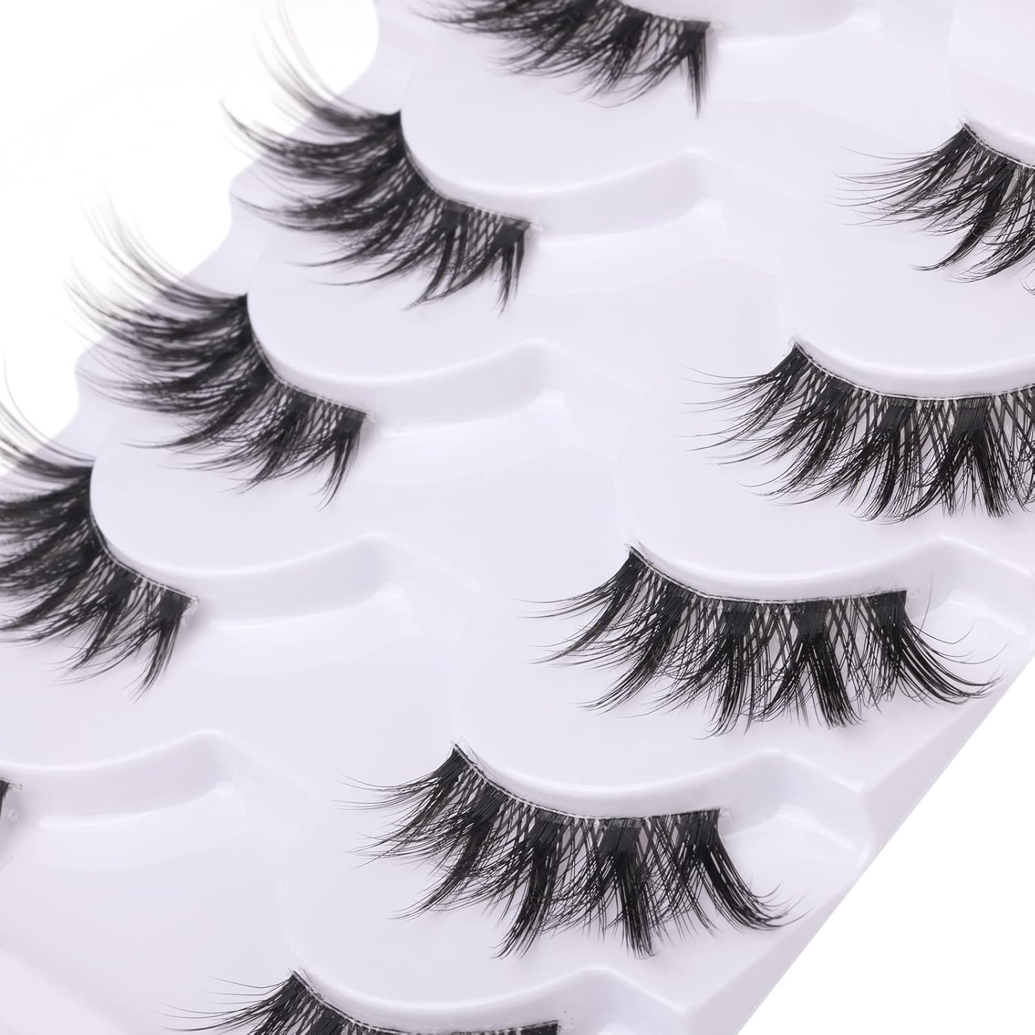 Zanlufly Half Lashes Manga Natural Wispy 3/4 Cat Eye False Eyelashes – Reusable Soft Faux Mink Lashes with Clear Band (Black)