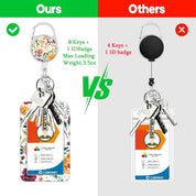 HEVITDA Badge Holder with Heavy Duty Retractable Reel – ID Card Case with Carabiner & Belt Clip – Watercolor Flower Design
