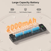 ITP02L Portable Wireless Printer – Bluetooth Travel Printer, Supports 8.5"x11" & A4 Thermal Paper, Compatible with Android & iOS, Black