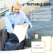 Double-Sided Magnetic White Board Dry Erase Board, 14"x11" Hanging Portable Whiteboard for Wall – Gold