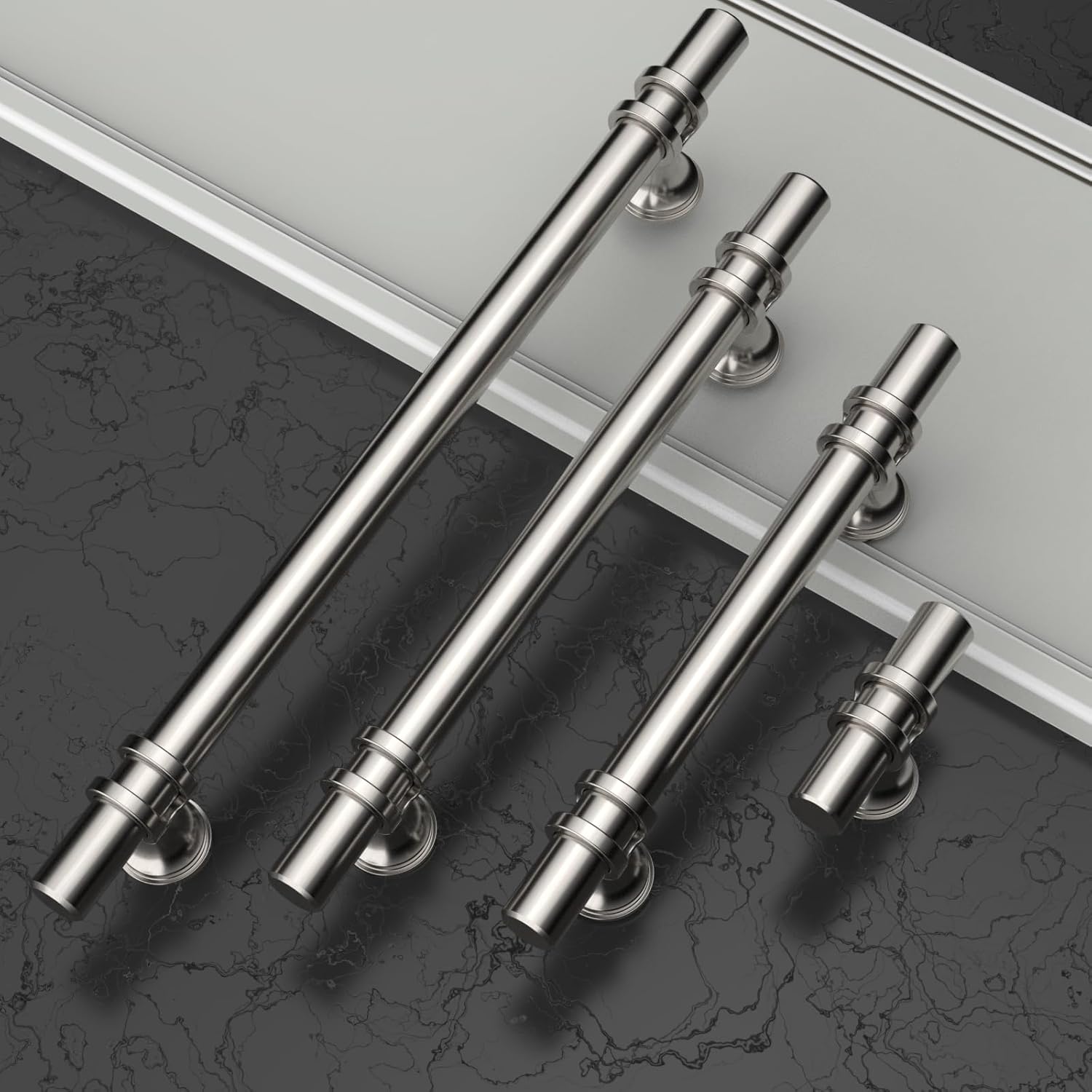 Asidrama 10-Pack 5-Inch (128mm) Brushed Satin Nickel Cabinet Pulls – Zinc Arch & Bow Kitchen Drawer Handles – Easy Install