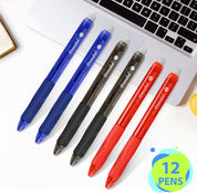 Drenubal 12-Pack Erasable Gel Pens – 0.7mm Black & Blue Ink, Quick-Drying, Comfort Grip, Multicolor Set for School, Office