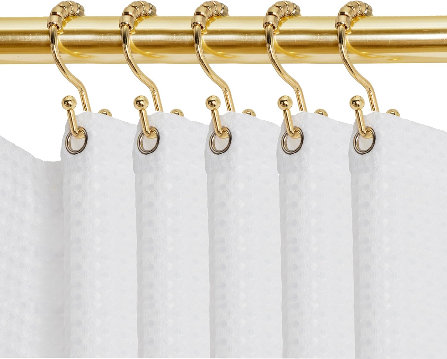 Utopia Alley Double Roller Shower Curtain Hooks – Set of 12 Metal Shower Curtain Rings for Bathroom – Gold