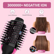 4-in-1 Hair Dryer Brush and Styler Volumizer – Black/Pink, Ceramic Titanium Barrel