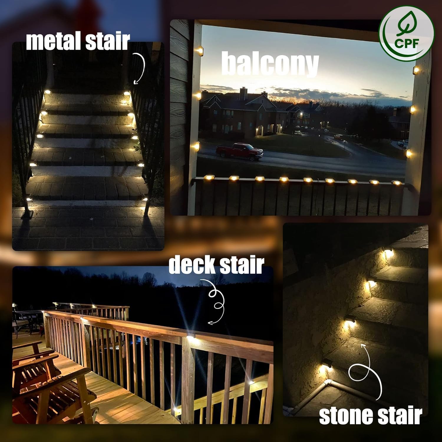 SOLPEX Solar Deck Lights Outdoor – 16 Pack Warm White LED Step Lights, Waterproof Solar Powered for Stairs, Fence, Yard, Patio, and Pathway