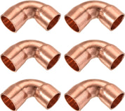 90° Elbow Copper Pipe Fitting – 3/8" ID Short Turn Welding Connectors for HVAC & Air Conditioning (Pack of 6)