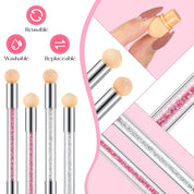 4-Piece UV Gel Gradient Sponge Pens with 16 Replacement Heads – Pink/White, Double-Head Nail Art Brushes