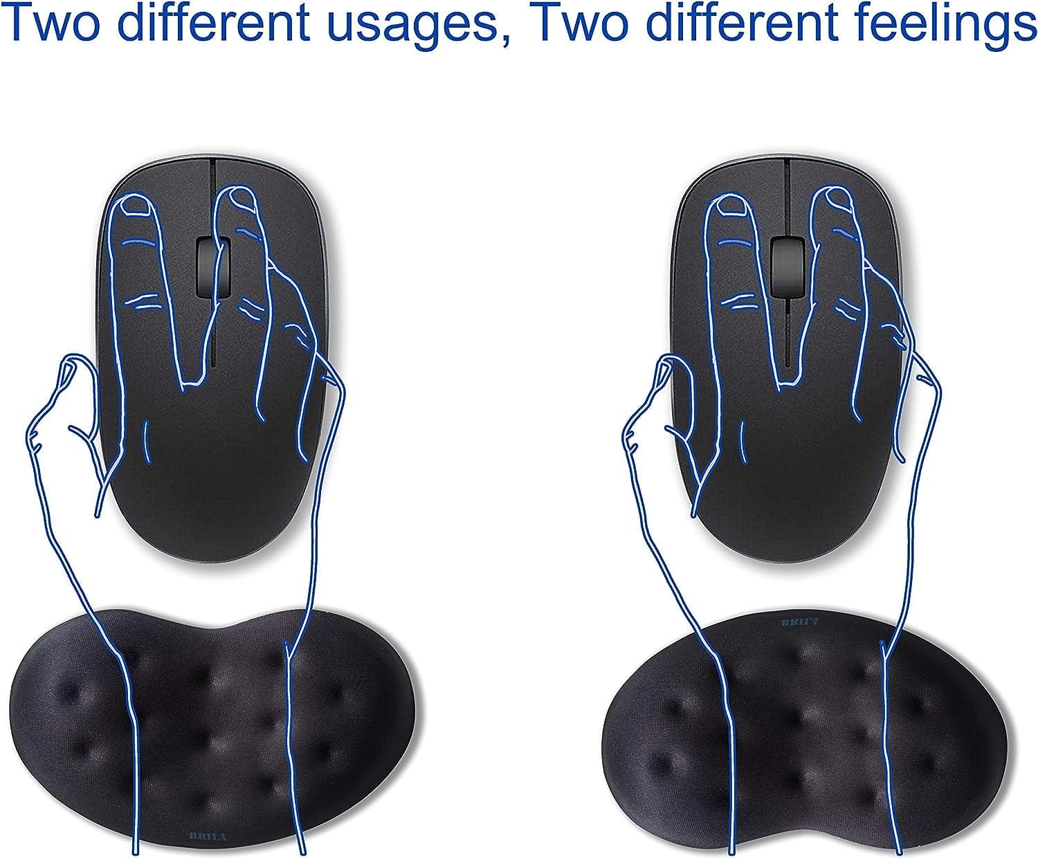 BRILA Ergonomic Memory Foam Mouse Wrist Rest – Massage Holes Design for Pain Relief, Black (New)