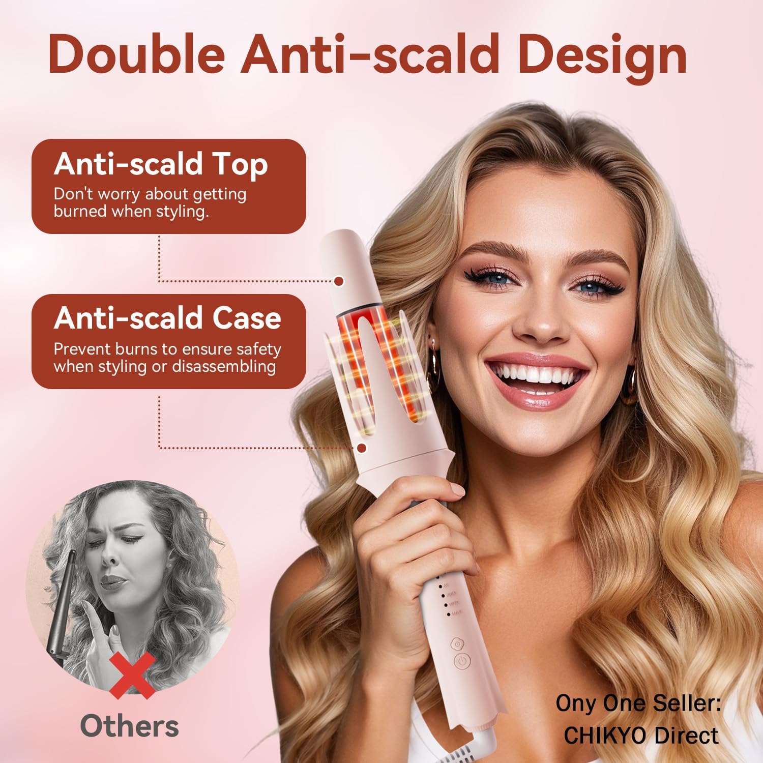 3-in-1 Automatic Curling Iron & Hair Straightener Brush – with Dual Ceramic Barrels