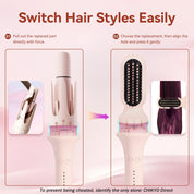 3-in-1 Automatic Curling Iron & Hair Straightener Brush – with Dual Ceramic Barrels