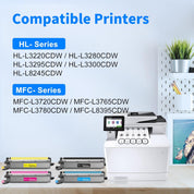 Compatible Toner Cartridge Replacement for Brother TN229XL – High Yield 3-Pack (Black, Cyan, Magenta) for HL-L3280CDW, MFC-L3780CDW, MFC-L3720CDW