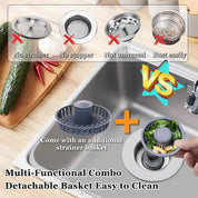 BAOLSLS 3-in-1 Kitchen Sink Stopper – Pop-Up Drain Strainer with Extra Basket Strainer, 3-1/2 Inch