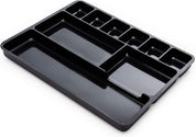 Manaloom Desk Drawer Organizer Tray – 9 Storage Compartments – 2 Pack – Black Plastic Desk Drawer Organizers for Pens, Paper Clips, Sticky Notes & Office Supplies