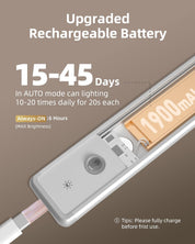 EZVALO 2-Pack Under Cabinet Motion Sensor Lights – 98 LED Rechargeable, Magnetic Mount, Dimmable with 3 Color Temperatures – Silver