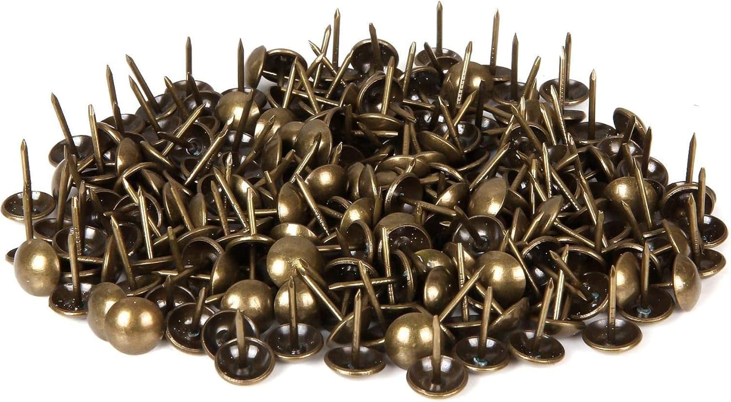 5/8" x 13/16" Antique Bronze Upholstery Tacks – 100-Pack Furniture Thumb Tacks – Decorative Push Pins for DIY Wood Furniture & Sofa Décor