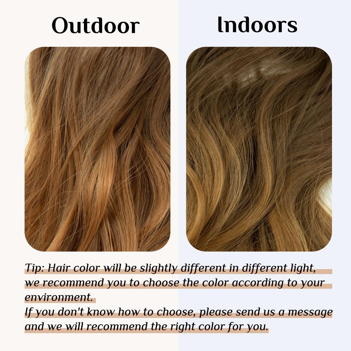 22” Ombre Invisible Wire Hair Extensions with Clips – Synthetic Long Wavy Curly Hairpiece, Brown to Golden, Adjustable Headband for Women
