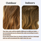 22” Ombre Invisible Wire Hair Extensions with Clips – Synthetic Long Wavy Curly Hairpiece, Brown to Golden, Adjustable Headband for Women