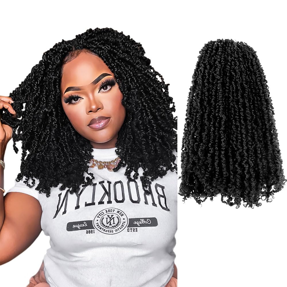 12-Inch Yanky Twist Crochet Hair – 10 Packs Pre-Twisted Mini Spring Senegalese Twist Braids – Natural Black (1B)
