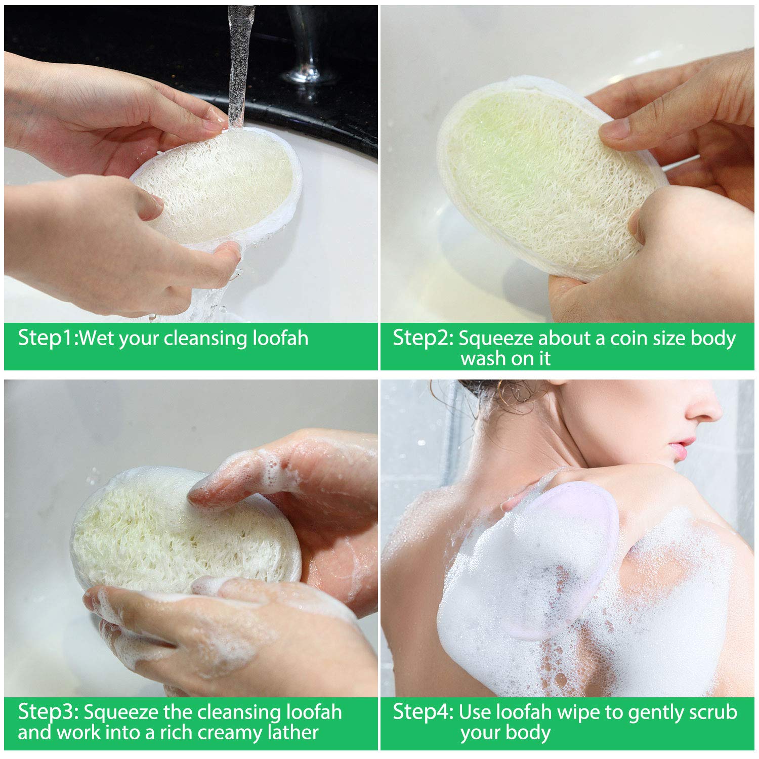 24-Pack Exfoliating Loofah Sponge Pads – Natural Facial & Body Scrubber for Bath, Shower, Spa (White & Brown)